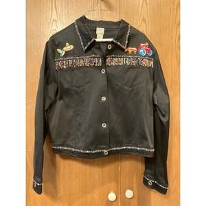 Vintage Embellished Western Style Jacket Unique Beaded Southwest Flair Sz‎ 14